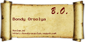 Bondy Orsolya névjegykártya
